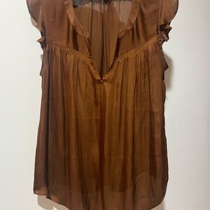 Banana Republic Brown Ruffled Relaxed Blouse